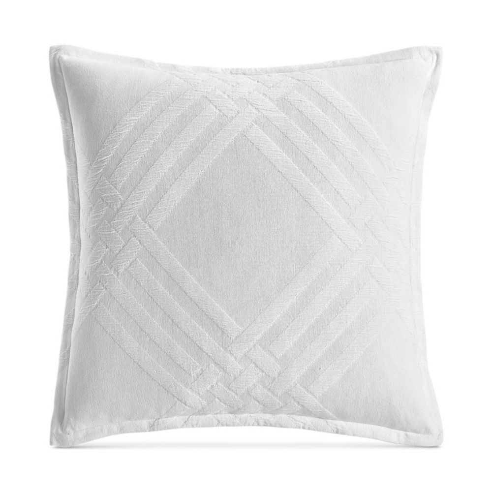 Hotel Collection White Locked Geo Cotton Euro Square Sham 26 x 26 - Picture 1 of 4